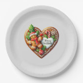 Niedlich frohe Weihnachten Gingerbread Mann Herz Pappteller (Vorderseite)