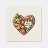 Niedlich frohe Weihnachten Gingerbread Mann Herz Serviette (Vorderseite)