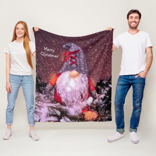 Niedlich frohe Weihnachten Gnome Holiday Tree Fleecedecke (Beispiel)