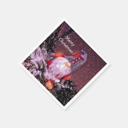 Niedlich frohe Weihnachten Gnome Holiday Tree Serviette (Ecke)