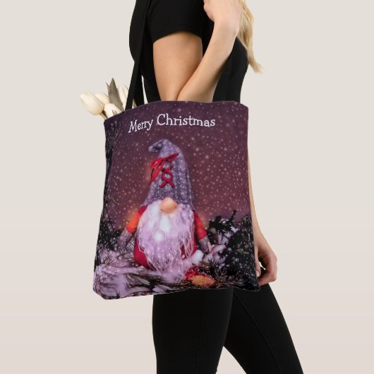 Niedlich frohe Weihnachten Gnome Holiday Tree Tasche (Von Nahem)