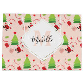 Niedlich frohe Weihnachten Große Geschenktüte (Rückseite)