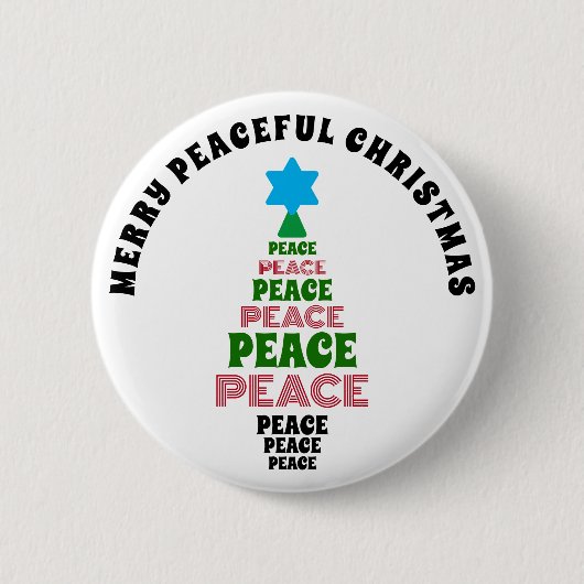 Niedlich frohe Weihnachten Grün und Roter Friedens Button (Vorderseite)