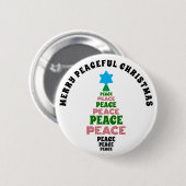 Niedlich frohe Weihnachten Grün und Roter Friedens Button (Vorne & Hinten)