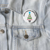 Niedlich frohe Weihnachten Grün und Roter Friedens Button (Beispiel)