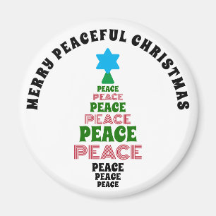 Niedlich frohe Weihnachten Grün und Roter Friedens Magnet