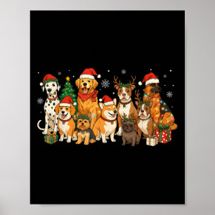 Niedlich Frohe Weihnachten Hund Mama Vater Welpen  Poster