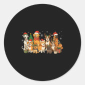 Niedlich Frohe Weihnachten Hund Mama Vater Welpen Runder Aufkleber (Vorderseite)