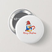 Niedlich Frohe Weihnachten Penguin Candy Cane Button (Vorne & Hinten)