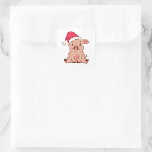 Niedlich frohe Weihnachten Quadratischer Aufkleber (Tasche)