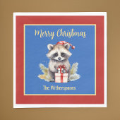 Niedlich Frohe Weihnachten Raccoon w Weihnachtsman Serviette