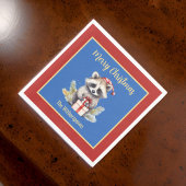 Niedlich Frohe Weihnachten Raccoon w Weihnachtsman Serviette