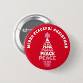 Niedlich frohe Weihnachten Rosa und Roter Friedens Button (Vorne & Hinten)