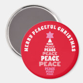 Niedlich frohe Weihnachten Rosa und Roter Friedens Magnet (Vorderseite/Rückseite)