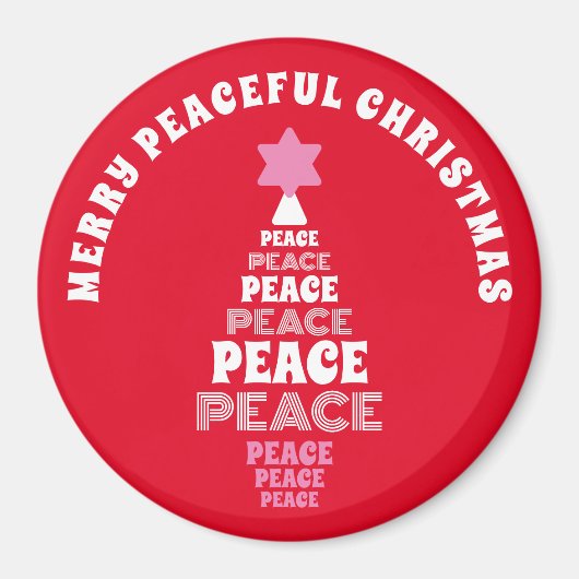 Niedlich frohe Weihnachten Rosa und Roter Friedens Magnet (Vorne)