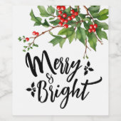 Niedlich Frohe Weihnachten Rote Mistletoe Wasserfa Weinetikett (Einzelnes Label)