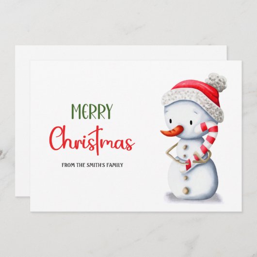 Niedlich Frohe Weihnachten Snowman Candy Cane (Vorne/Hinten)