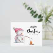 Niedlich Frohe Weihnachten Snowman Marshmallows Postkarte (Stehend Vorderseite)