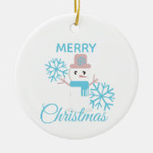 Niedlich Frohe Weihnachten Snowman Snowflakes Char Keramik Ornament (Vorne)