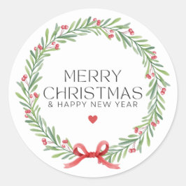 Niedlich frohe Weihnachten und ein glückliches Neu Runder Aufkleber
