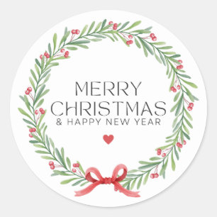 Niedlich frohe Weihnachten und ein glückliches Neu Runder Aufkleber