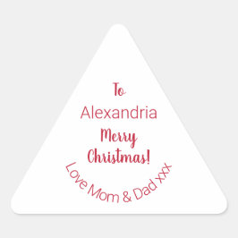 Niedlich frohe Weihnachten von Mama und Vater Mini Dreieckiger Aufkleber