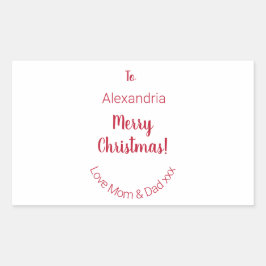 Niedlich frohe Weihnachten von Mama und Vater Mini Rechteckiger Aufkleber