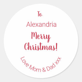 Niedlich frohe Weihnachten von Mama und Vater Mini Runder Aufkleber