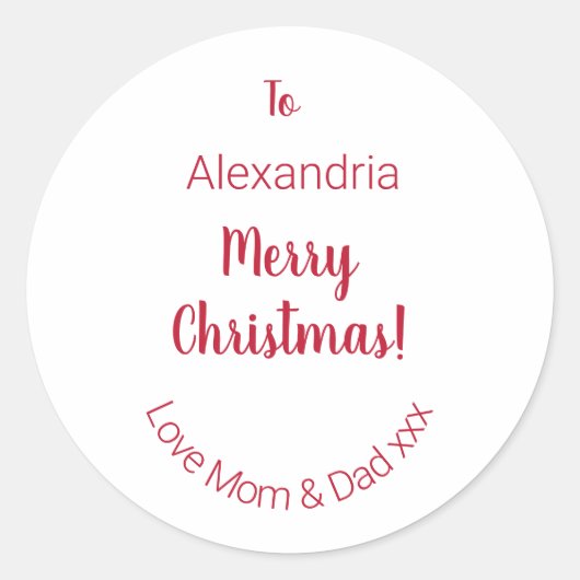 Niedlich frohe Weihnachten von Mama und Vater Mini Runder Aufkleber (Vorderseite)