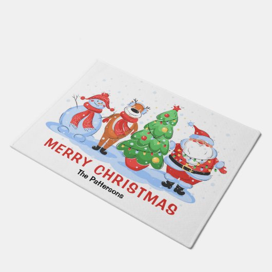 Niedlich Frohe Weihnachten Weihnachten Cartoon Per Fußmatte (Schrägansicht)