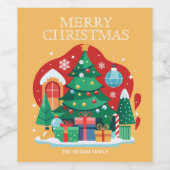 Niedlich frohe Weihnachten Weinetikett (Einzelnes Label)