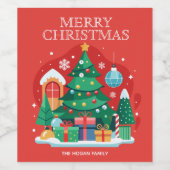 Niedlich frohe Weihnachten Weinetikett (Einzelnes Label)