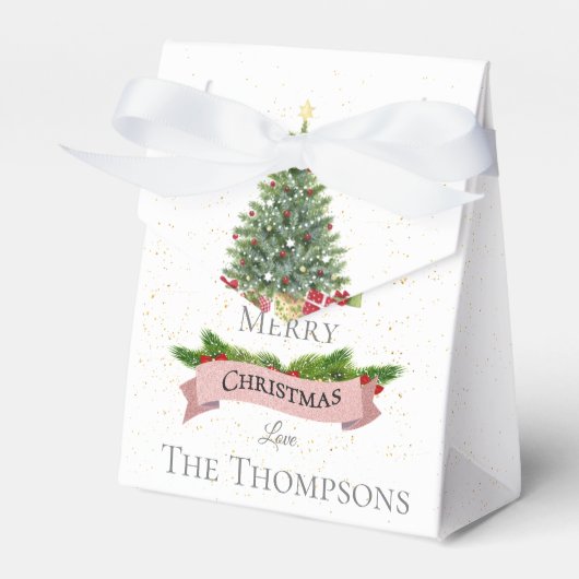 Niedlich frohe Weihnachten Weiße Imitate Rosa Glit Geschenkschachtel (Vorderseite)