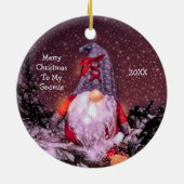 Niedlich frohe Weihnachten Whimsical Gnome Holiday Keramik Ornament (Hinten)