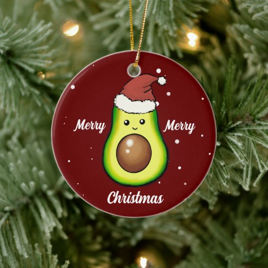 Niedlich frohe Weihnachts-Avocado-Keramik Keramik Ornament (Baum)