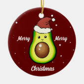 Niedlich frohe Weihnachts-Avocado-Keramik Keramik Ornament (Vorne)