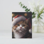 Niedlich Frohe Weihnachts-Cat-Postkarte Feiertagspostkarte (Stehend Vorderseite)