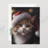 Niedlich Frohe Weihnachts-Cat-Postkarte Feiertagspostkarte (Vorne/Hinten)