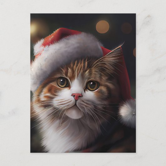 Niedlich Frohe Weihnachts-Cat-Postkarte Feiertagspostkarte (Vorderseite)