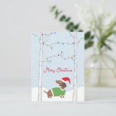 Niedlich frohe Weihnachts-Dackel Feiertagspostkarte (Stehend Vorderseite)