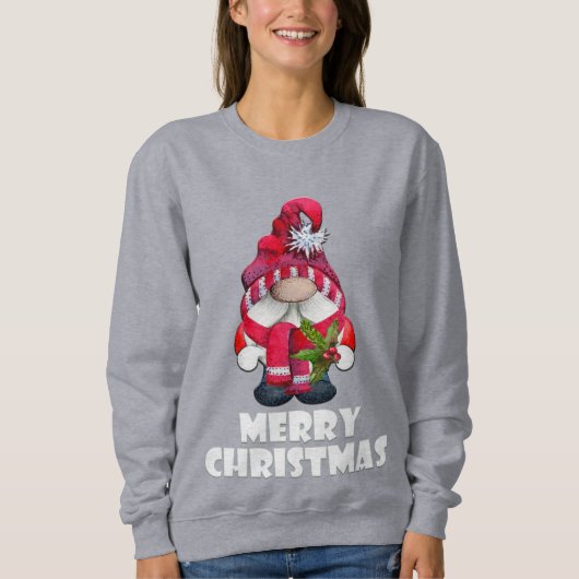 Niedlich Frohe Weihnachts-Gnome Sweatshirt (Vorderseite)