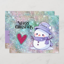 Niedlich frohe Weihnachts Pastel Snowman Glitzer H Postkarte