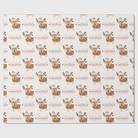 Niedlich Frohe Weihnachts-Script-Rentier Geschenkpapier (Flach)
