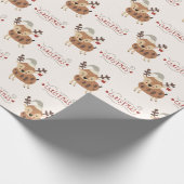 Niedlich Frohe Weihnachts-Script-Rentier Geschenkpapier (Ecke)