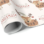 Niedlich Frohe Weihnachts-Script-Rentier Geschenkpapier (Rolleneckpunkt)