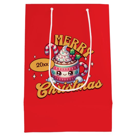 Niedlich Frohe Weihnachts-Tasse Mittlere Geschenktüte (Rückseite)