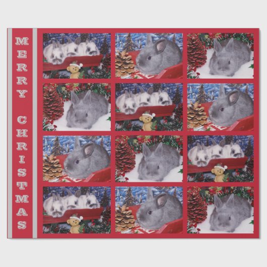 Niedlich Frohe Weihnachtsbunny Rabbit Geschenkpapier (Flach)