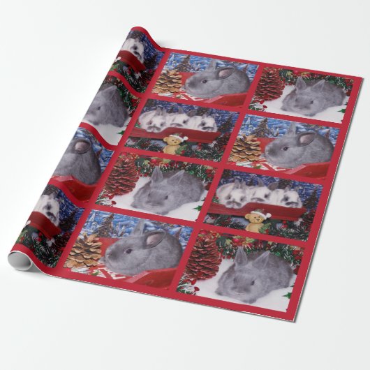 Niedlich Frohe Weihnachtsbunny Rabbit Geschenkpapier (Ungerollt)
