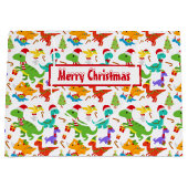 Niedlich Frohe Weihnachtsdinosaurier Große Geschenktüte (Vorderseite)