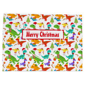 Niedlich Frohe Weihnachtsdinosaurier Große Geschenktüte (Rückseite)